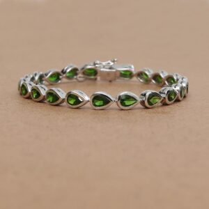 Natural Green Onyx Gemstone 925 Sterling Silver Tennis Bracelets, Wholesale Handmade Fashion Jewelry For Suppliers