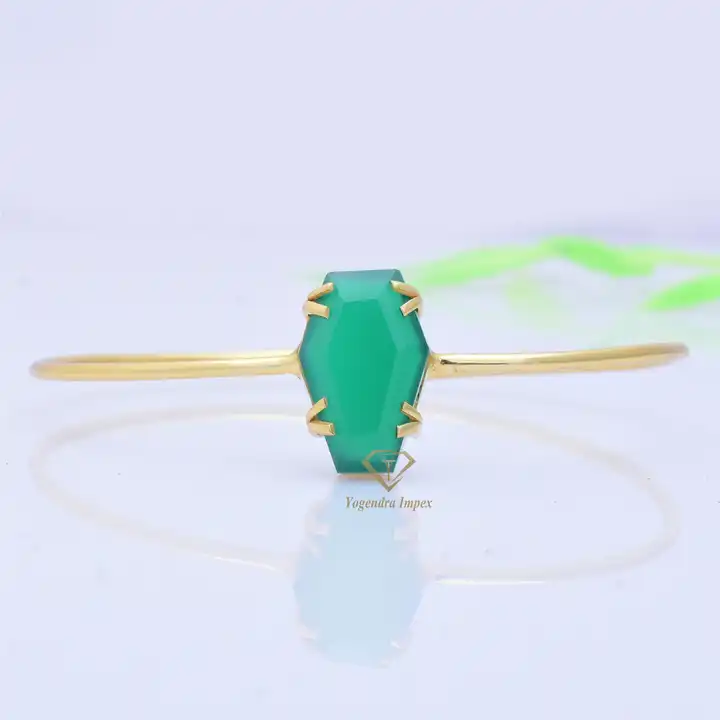 Gorgeous Natural Green onyx Gemstone 925 Solid Sterling Silver bangle Handmade Bangle For Wholesale Suppliers