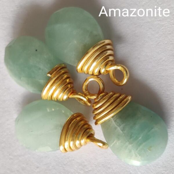 Autodrop Shape Natural Amazonite Charm Gemstone Sterling Silver Pendant 18 k gold Plated Pendant Jewelry