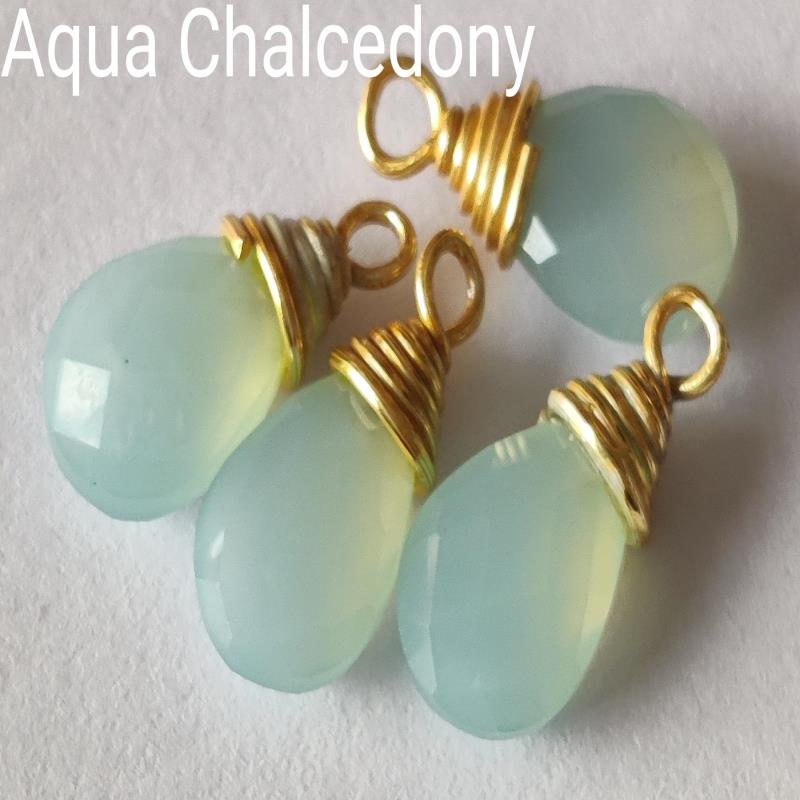Drop Shape Natural Auqa Chalcedony Gemstone Pendant Wholesale 925 solid Sterling Silver Pendant Jewelry For Suppliers