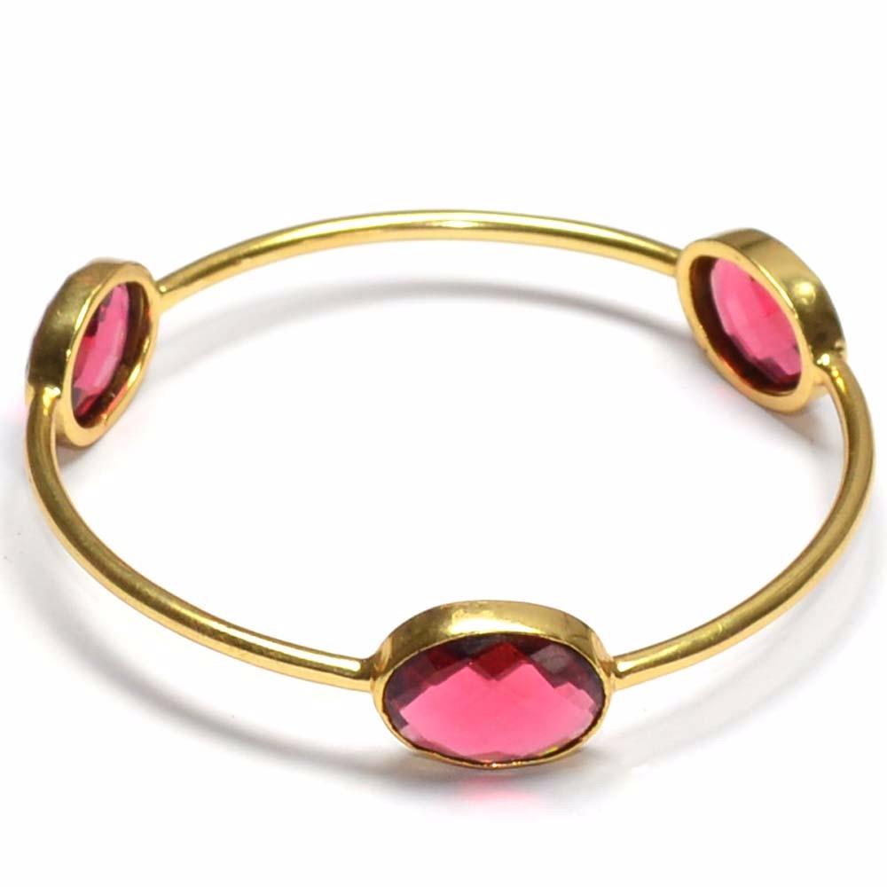 Wholesale Rubellite Hydro Gemstone Oval Shape Bangle, 925 Sterling Silver Handmade Women Inspiration Jewelry For Supplier