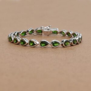 Natural Green Onyx Gemstone 925 Sterling Silver Tennis Bracelets, Wholesale Handmade Fashion Jewelry For Suppliers