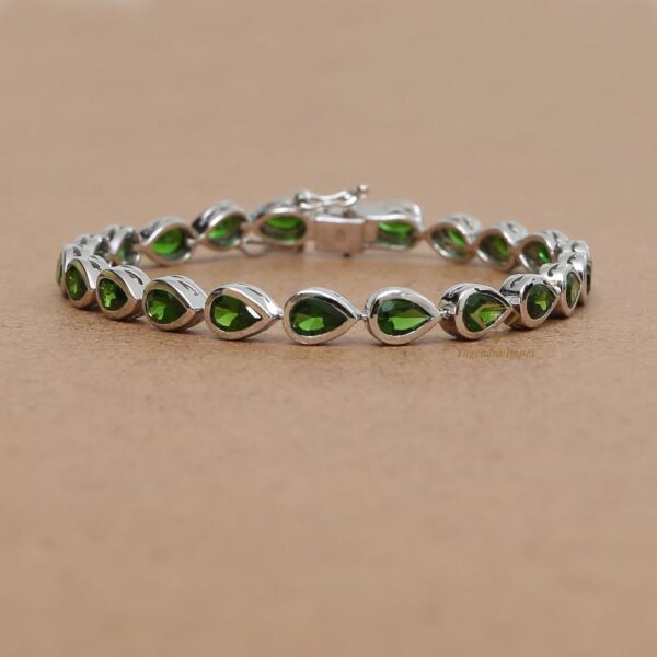 Natural Green Onyx Gemstone 925 Sterling Silver Tennis Bracelets, Wholesale Handmade Fashion Jewelry For Suppliers