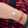 Natural White Moonstone Gemstone Bangle 925 Sterling Silver Rose Gold Christmas Gift Bangle Jewelry For Wholesale Suppliers