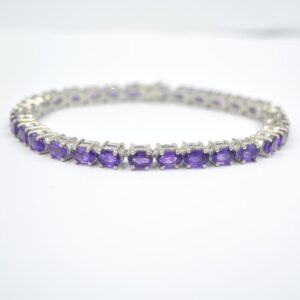 Handmade Tennis Bracelet amethyst Gemstone oval shaped 925 Sterling Silver Prong Set Tennis Bracelet For Wholesale Suppliers