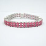 Handmade Pink Ruby Tennis Bracelet Ruby Gemstone 925 Sterling Silver Prong Set Tennis Bracelet For Wholesale Suppliers