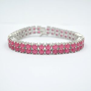 Handmade Pink Ruby Tennis Bracelet Ruby Gemstone 925 Sterling Silver Prong Set Tennis Bracelet For Wholesale Suppliers