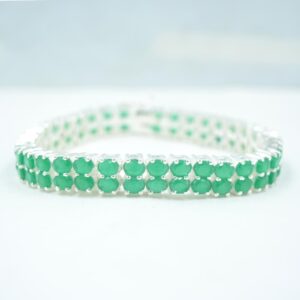 Oval Shape Natural green Tennis Bracelet 925 Sterling Silver Handmade Wedding Tennis Bracelet For Suppliers & Manufacturers