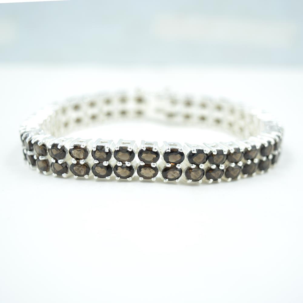 Handmade Smoky Qauartz Tennis Bracelet Gemstone Bracelet 925 Sterling Silver Prong Set Tennis Bracelet For Wholesalers