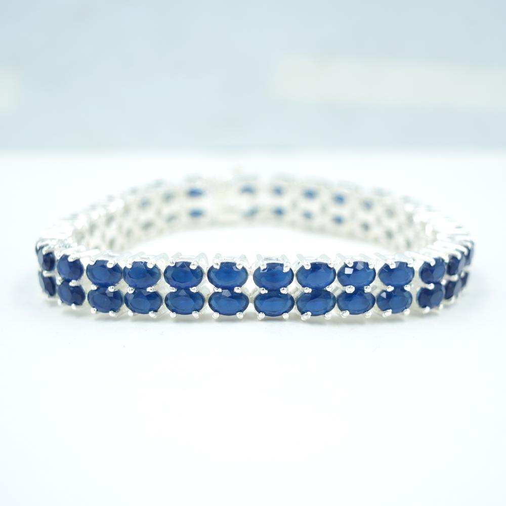 Handmade Blue Sapphire natural Gemstone tennis bracelet 925 Sterling Silver Prong Set Tennis Bracelet For Wholesalers