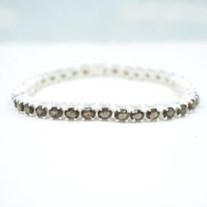 Handmade Tennis Bracelet smoky quartzGemstone oval shaped 925 Sterling Silver Prong Set Tennis Bracelet For Wholesale Suppliers