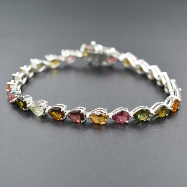 Handmade Multi Tourmaline Tennis Bracelet Multi Gemstone Bracelet 925 Sterling Silver Prong Set Tennis Bracelet For Wholesalers