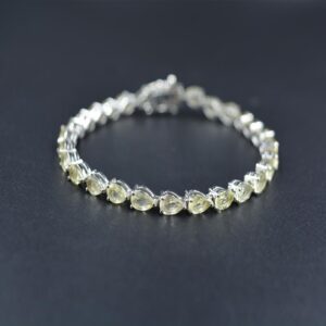 Handmade yellow lemon quartz Tennis Bracelet Gemstone Bracelet 925 Sterling Silver Prong Set Tennis Bracelet For Wholesalers