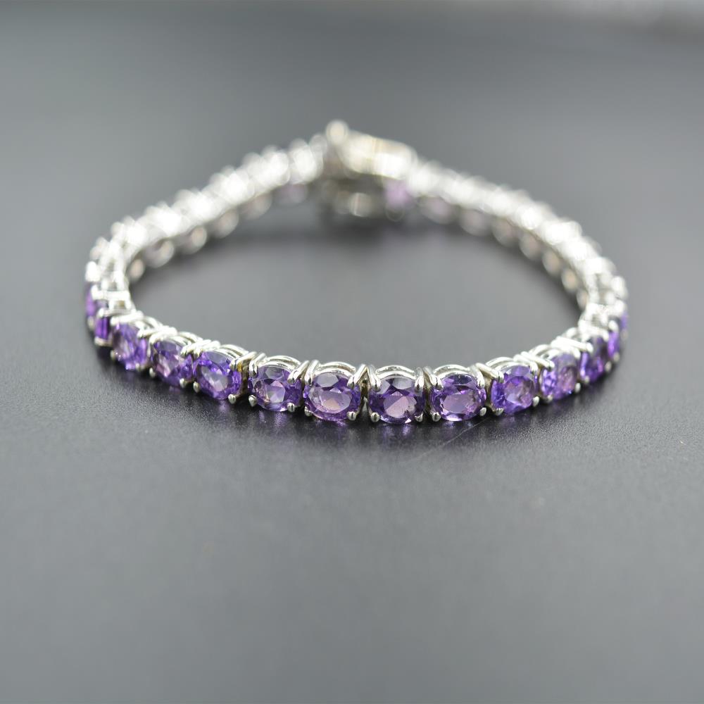Genuine Amethyst Gemstone Bracelet 925 Sterling Silver Bangle oval Shape Cuff Bracelets Jewelry For Wholesale Suppliers