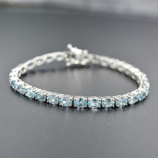 Genuine 925 Sterling Silver blue topaz Gemstone Bracelet 925 Sterling Silver Tennis Bracelets Jewelry For Wholesale Suppliers