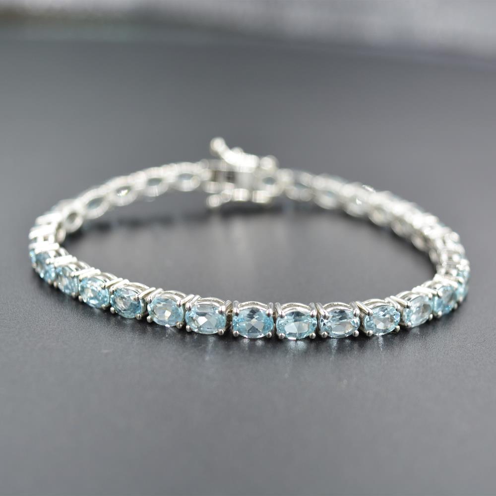 Genuine 925 Sterling Silver blue topaz Gemstone Bracelet 925 Sterling Silver Tennis Bracelets Jewelry For Wholesale Suppliers