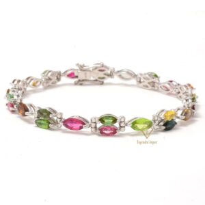 Handmade Multi Tourmaline Tennis Bracelet Multi Gemstone 925 Sterling Silver Prong Set Tennis Bracelet For Wholesale Suppliers