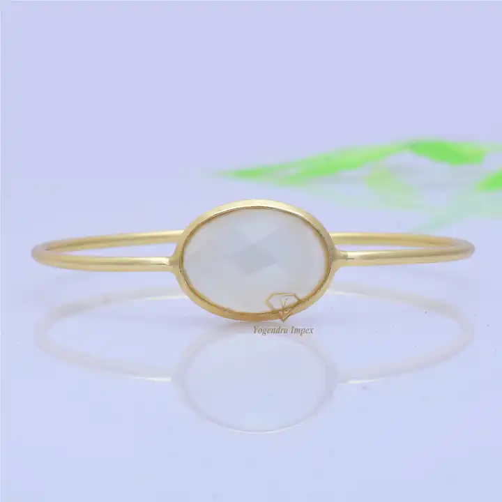 Gorgeous Natural White Moonstone Gemstone Bangle 925 Solid Sterling Silver Handmade Gemstone Bangle For Wholesale Suppliers