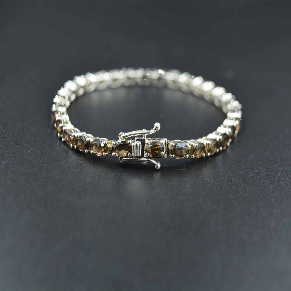 Luxury Sterling Silver 925 Tennis Bracelet Smoky Quartz Jewelry Iced out Chain Bracelet for Women Men In High Quality