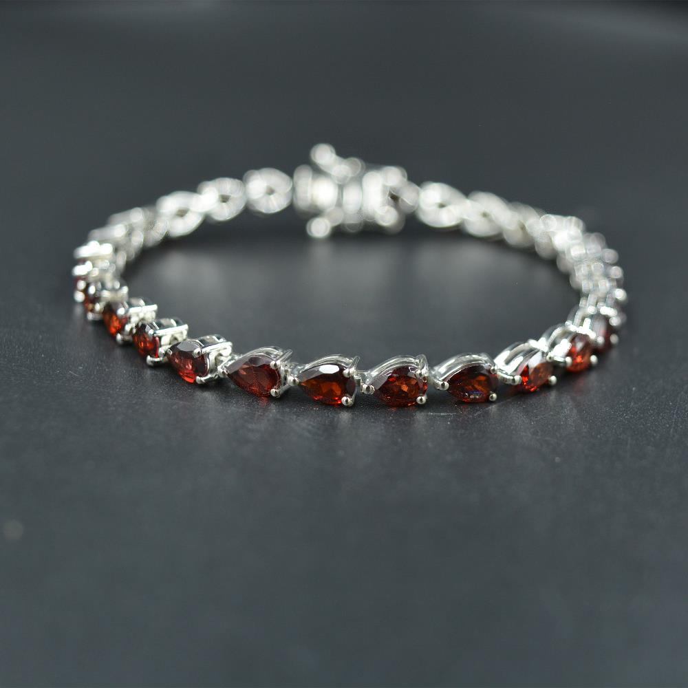 925 sterling silver gemstone bracelets Red Garnet bracelets tennis bracelet Fine solid silver wedding Fine jewelry