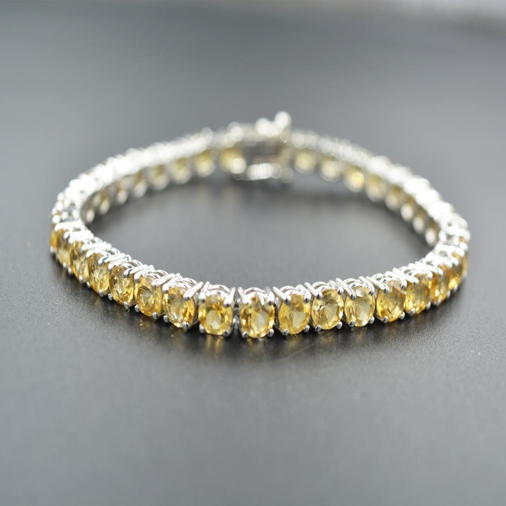 Best Selling Product Natural Oval Lemon Quartz Bracelet 925 Sterling Silver Gemstone Tennis Bracelet Wedding Gift For Guest