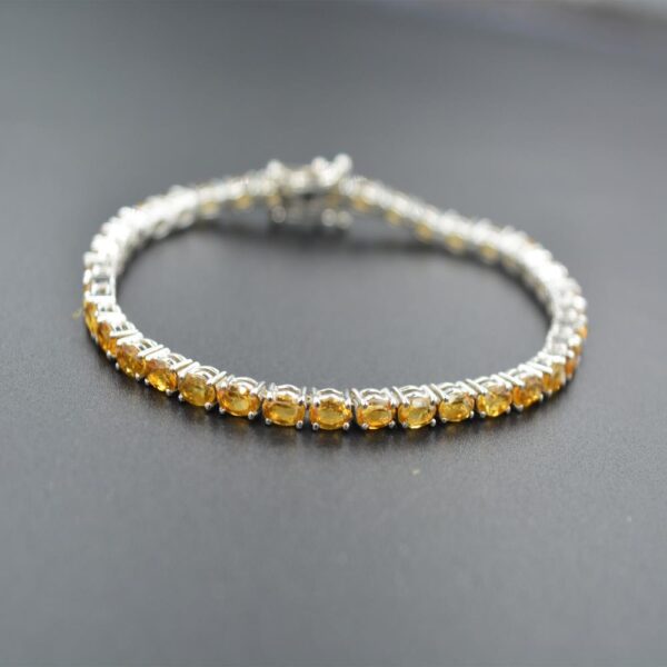 Real Gemstone Designer Tennis Bracelet 925 Sterling Silver Citrine Tennis Bracelet Solid Silver Fine Jewelry Manufacturer