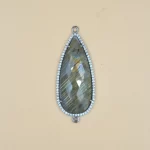 Wholesale Natural Labradorite Gemstone Pendant Connector for Necklace or Jewelry Making