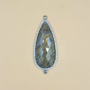 Wholesale Natural Labradorite Gemstone Pendant Connector for Necklace or Jewelry Making