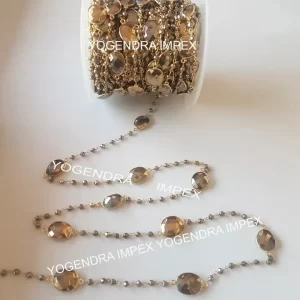 Wholesale Pyrite Gemstone 925 Sterling silver Chain, golden Handmade Bezel Set Connector Chain Jewelry For Women