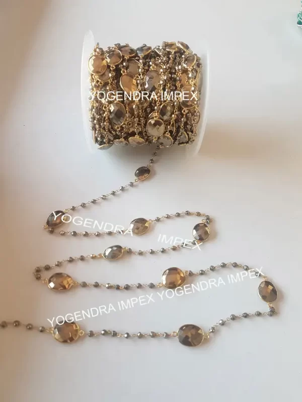 Wholesale Pyrite Gemstone 925 Sterling silver Chain, golden Handmade Bezel Set Connector Chain Jewelry For Women