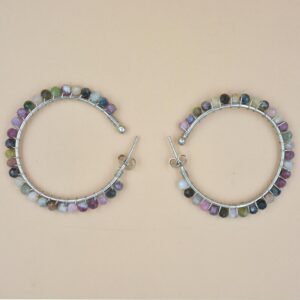 Natural Multi Tourmaline Gemstone 925 Solid Sterling Silver Jewelry Earrings For Suppliers
