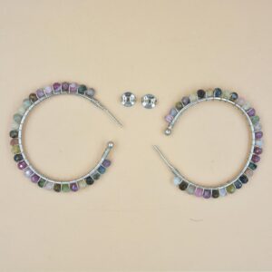 Natural Multi Tourmaline Gemstone 925 Solid Sterling Silver Jewelry Earrings For Suppliers