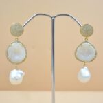 Elegant Natural white Geode Agate Slice Gemstone Drop & Dangle Earrings Sterling Silver, Wholesale Earrings Jewlery For Women