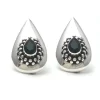 Top Quality Natural Emerald Gemstone Stud Earrings, Handmade Pear Shape Boho Sterling Silver Stud Earring Jewelry For Wholesaler
