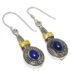 Handmade Lapis Lazuli Gemstone 925 Solid Sterling Silver Jewelry Earrings