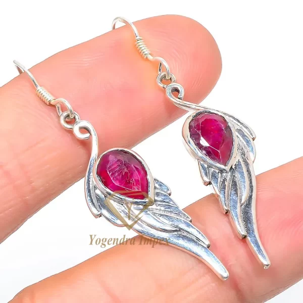 Natural Red Ruby Gemstone 925 Solid Sterling Silver Jewelry Earrings, Handmade Red Gemstone Ring For Wholesale Suppliers