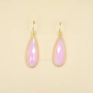 Pink Chalcedony pear shape 925 Sterling Silver Earring latest arrival fashionable look faceted cut earrings for girls and women