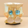 Natural Blue topaz crystal quartz Gemstone drop & dangle Earrings Handmade 925 Sterling Silver New Design Jewelry for Sale