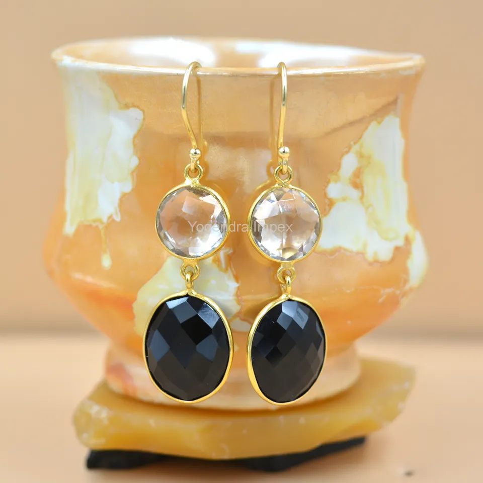 Exquisite Natural Black Onyx Gemstone 925 Sterling Silver Drop & Dangle Earrings, Wholesale Hanging Earrings For Manufacturer