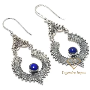 Handmade Lapis Lazuli Gemstone 925 Solid Sterling Silver Drop & Dangle Earrings, Gorgeous Wedding Earring For Wholesale Supplies