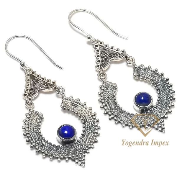 Handmade Lapis Lazuli Gemstone 925 Solid Sterling Silver Drop & Dangle Earrings, Gorgeous Wedding Earring For Wholesale Supplies