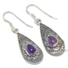 Natural Amethyst Gemstone 925 Solid Sterling Silver Earrings, Silver Handmade Drop Earrings For Wholesale Suppliers