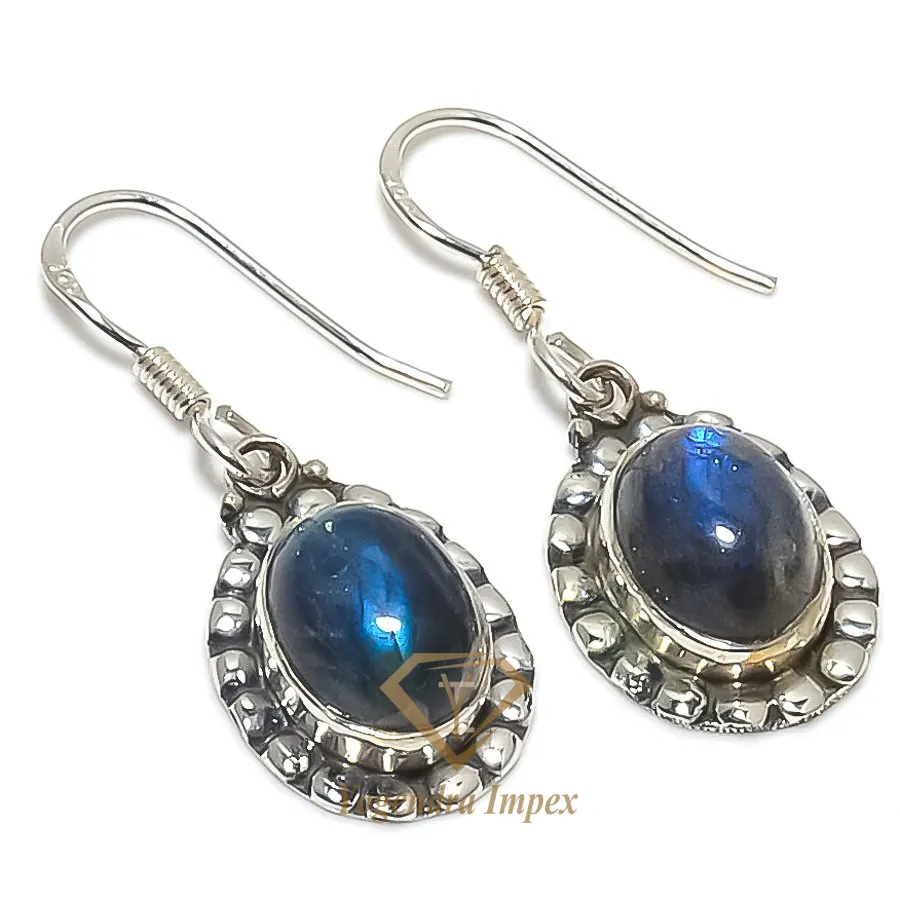 Natural Labradorite Gemstone 925 Solid Sterling Silver Drop & Dangle Earrings high quality gemstone boho earrings for her