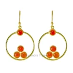 Grade+ Natural Citrine Gemstone 925 Sterling Silver Boho Earring/ Round Shape Yellow Gemstone Fashion Drop Earring For Women
