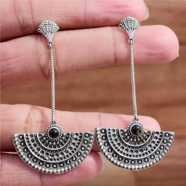 Exquisite Natural Black Onyx Gemstone 925 Sterling Silver Drop & Dangle Earrings, Wholesale Hanging Earrings For Manufacturer