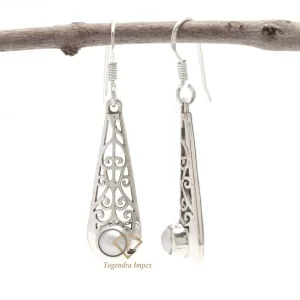 Natural Pearl Gemstone 925 Sterling Silver Drop Earrings, Wholesale Designer Hook Earrings For Suppliers & Manufacturer