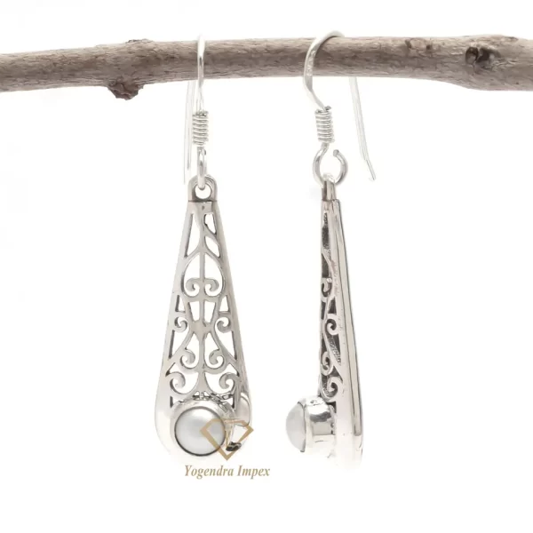 Natural Pearl Gemstone 925 Sterling Silver Drop Earrings, Wholesale Designer Hook Earrings For Suppliers & Manufacturer