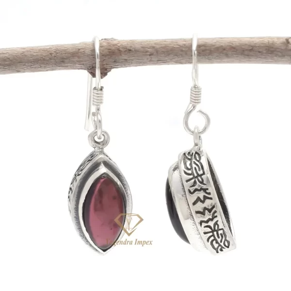 High Quality Natural Red Garnet Gemstone 925 Sterling Silver Drop Earrings, Hook Earrings Jewelry For Suppliers
