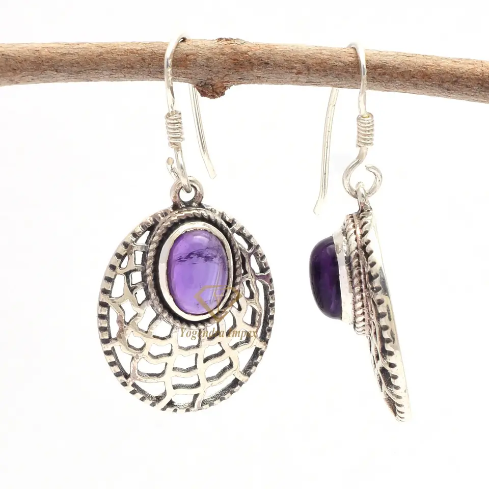Gorgeous Natural Amethyst Gemstone Drop & Dangle Earrings 925 Sterling Silver, Boho Earring Jewelry For Suppliers & Manufacturer