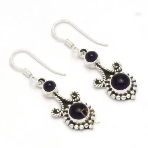 Top Quality Natural Black Onyx Gemstone Drop & Dangle Earrings, Handmade Boho 925 Sterling Silver Earring Jewelry For Wholesaler